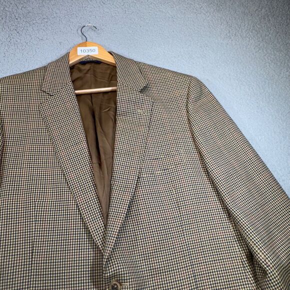 Brooks Brothers Sport Coat Men 44 Long Beige Madison 1818 Houndstooth Blazer - Picture 3 of 16